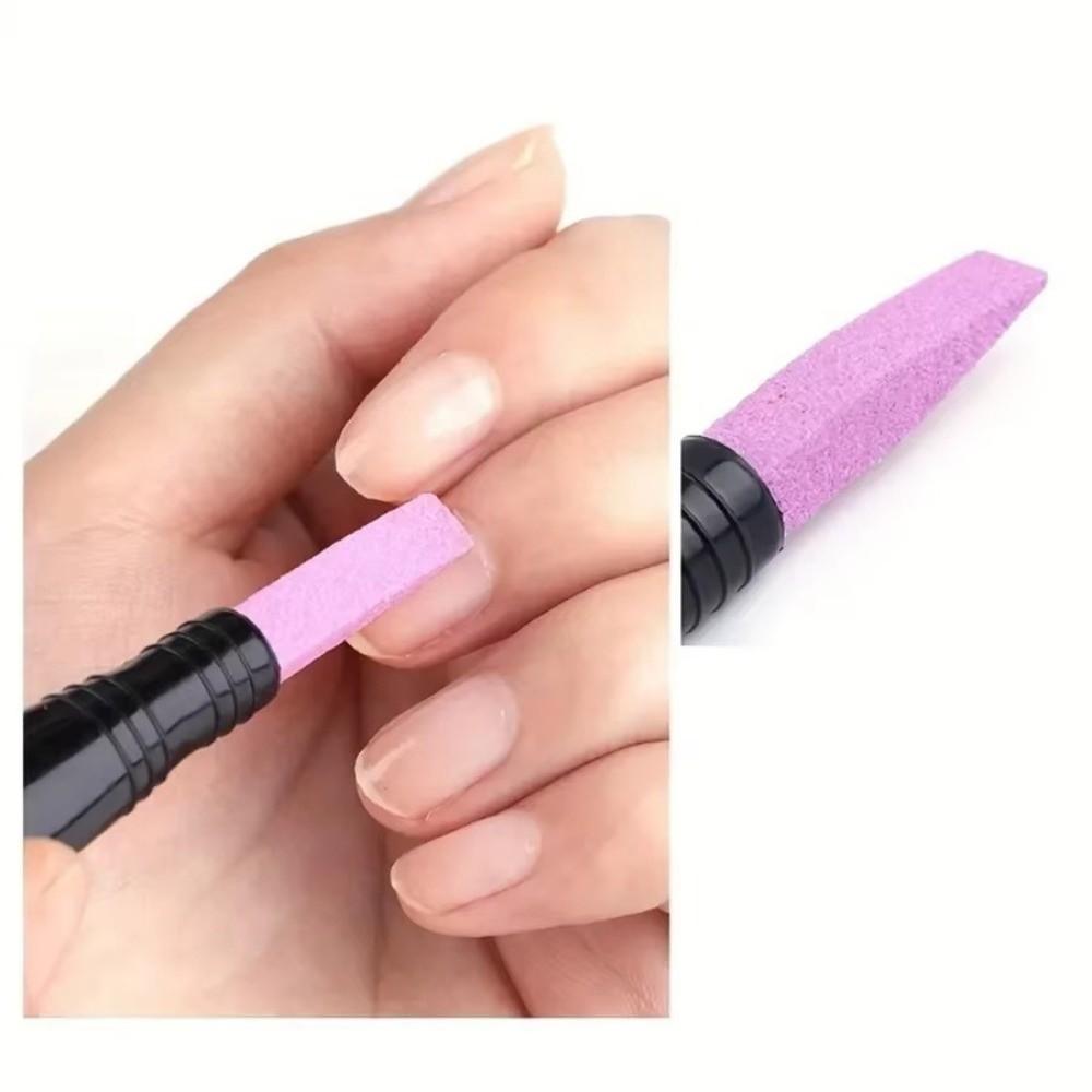 Dual-Ended Nail File Reusable Nail Pusher Pen Portable Quartz Scrub Stick  Nail Care Tool
