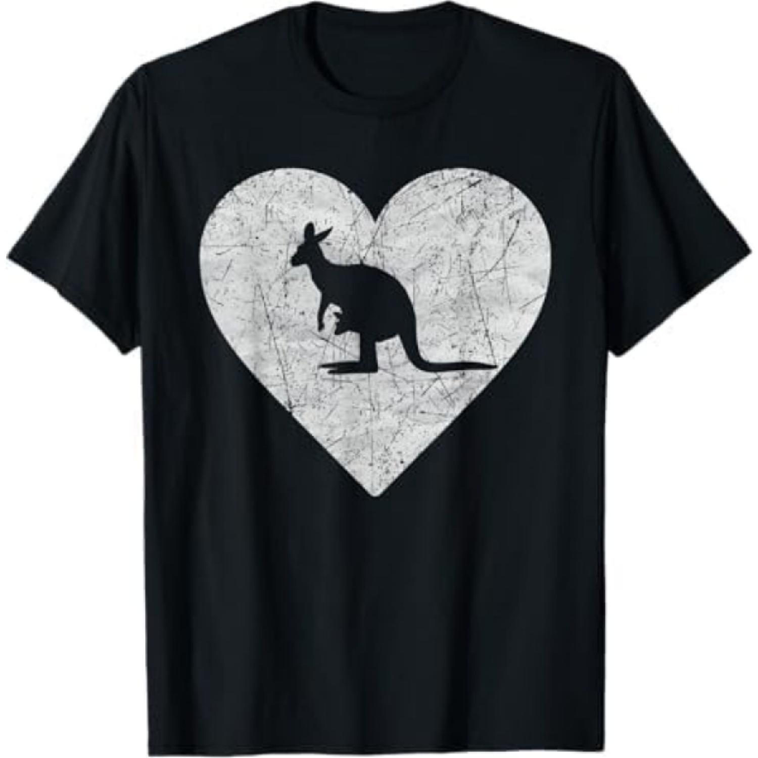 Vintage Heart with Kangaroo Graphic Funny Kangaroo Lovers T-Shirt VCD Mens Womens Tank Top Sweatshirt Hoodie Black XXXXXL разноцветный