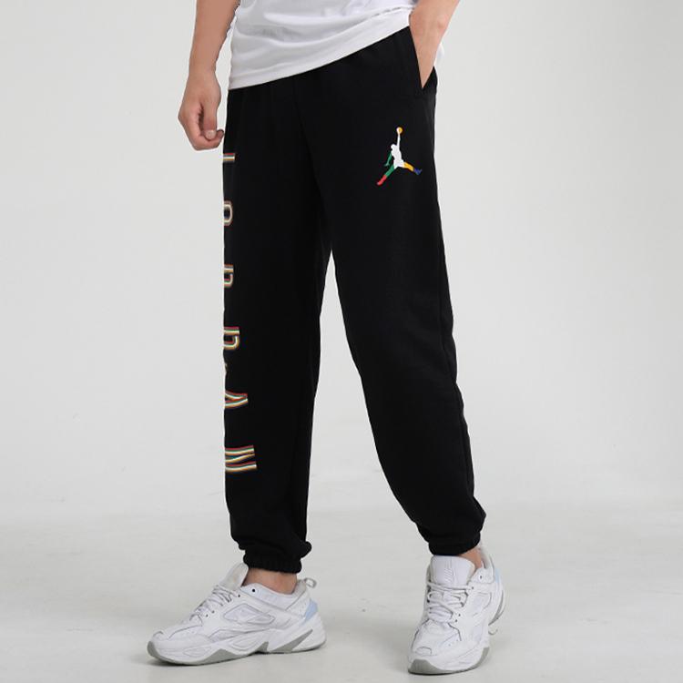 Jordan Colorful Jumpman Logo Print Tapered Joggers Men Bottoms Black CZ5469-011
