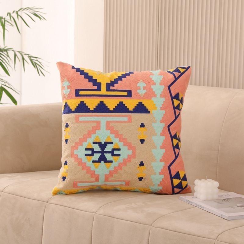 Retro Ethnic Style Printed Pillowcase: Pattern Sofa, Living Room Cushion Cover, Bedroom Bedside Pillow Cover