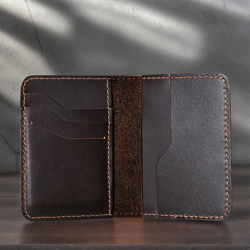 

Мужской ретро кошелек-кредитница из кожи высшего качества ручной работы, короткий, ультратонкий, тонкий, с отделениями для ID-карт, множеством слотов, чехол темный кофе