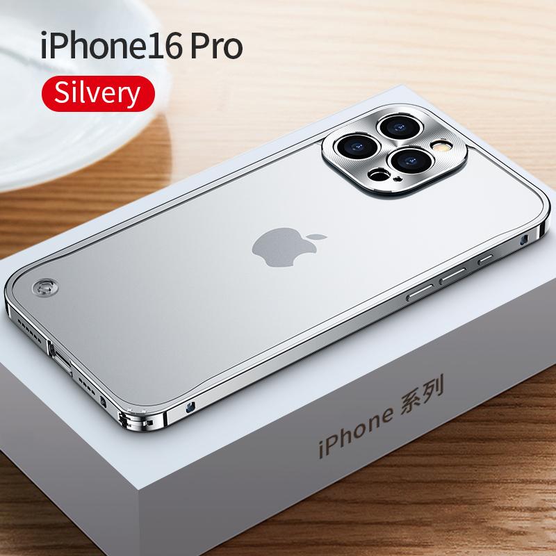 Coque de téléphone à cadre métallique Pour iPhone 17 11 12 13 14 15 16 Pro Max Alliage d'aluminium Protection Complète de l'Objectif Coque Arrière Métallique Plaqué Pour iPhone 13 mini