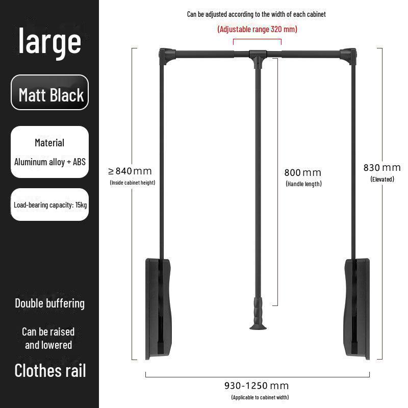 Cloakroom Pull-Down Clothes Hanger Wardrobe Lift Rod
