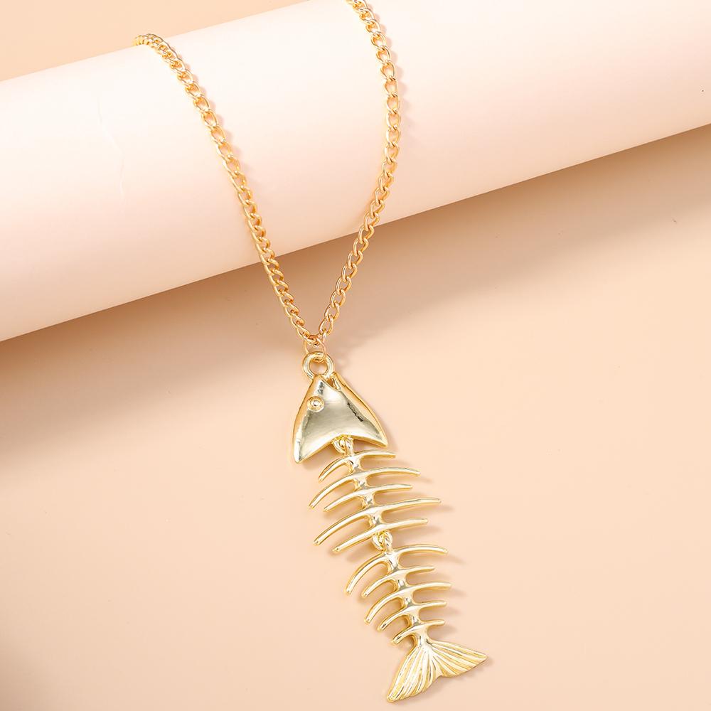 Modischer Legierungs-Fischgräten-Halskettenanhänger für Damen Mädchen Halskettenkette Party Urlaubs Schmuck Geschenke