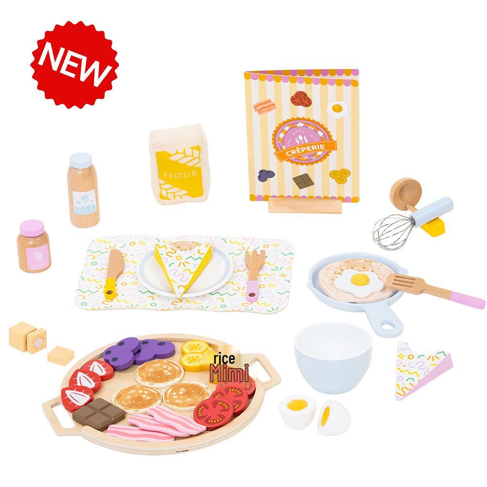 Wooden Pretend Play Kitchen & Waffle Set - Educational Toys for Children