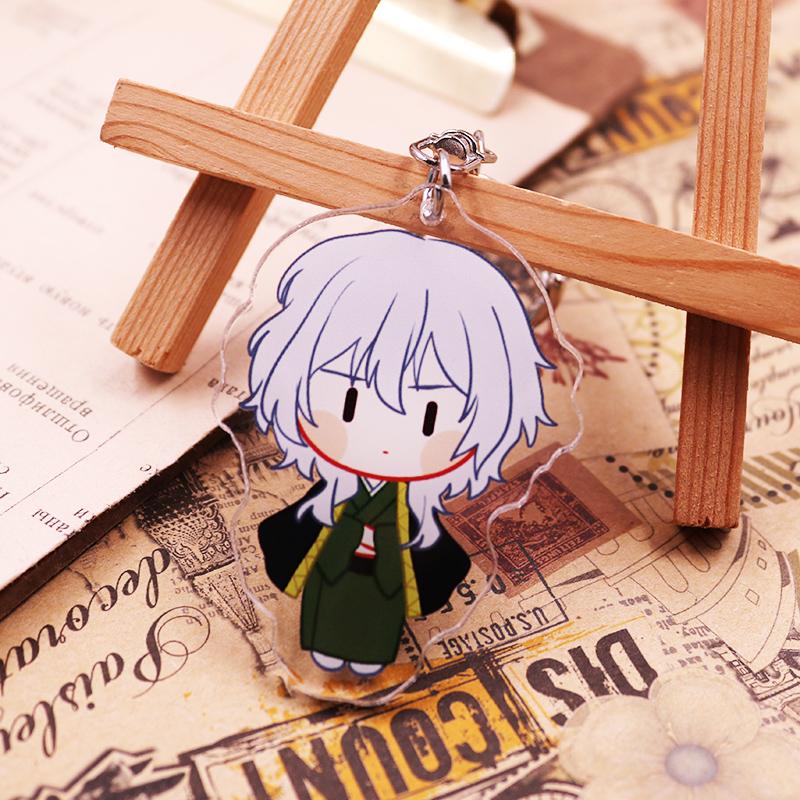 Action Bungo Stray Dogs Keychain Playthings Q Version Nakajima Atsushi Yosano Akiko Kunikida Doppo Mori Ogai Plastic Key Ring Present Toy