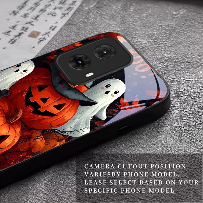 Halloween Boo Vibe Black Glass Phone Case For Motorola Moto G14 G22 G24Power G24 G34 G35 G45 G54 55 G75 G84 G85 Hard Back Cover