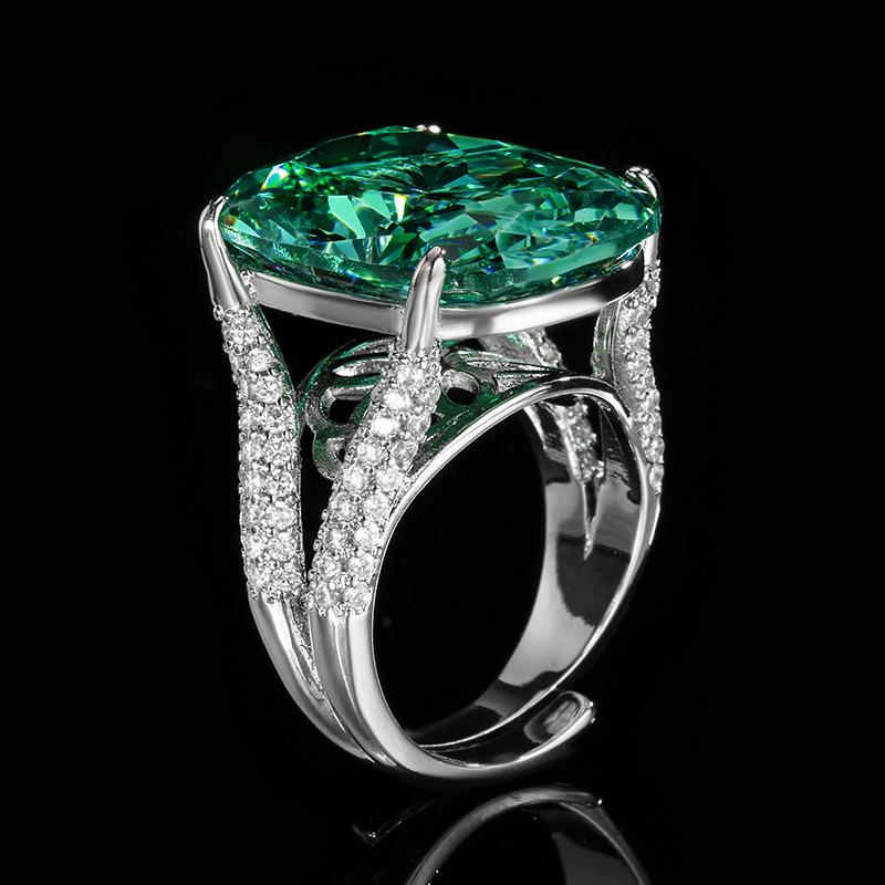 Jewelry Simulation Bird'S Nest Chepala Green Simple Fat Square Set Main Stone 15 * 20