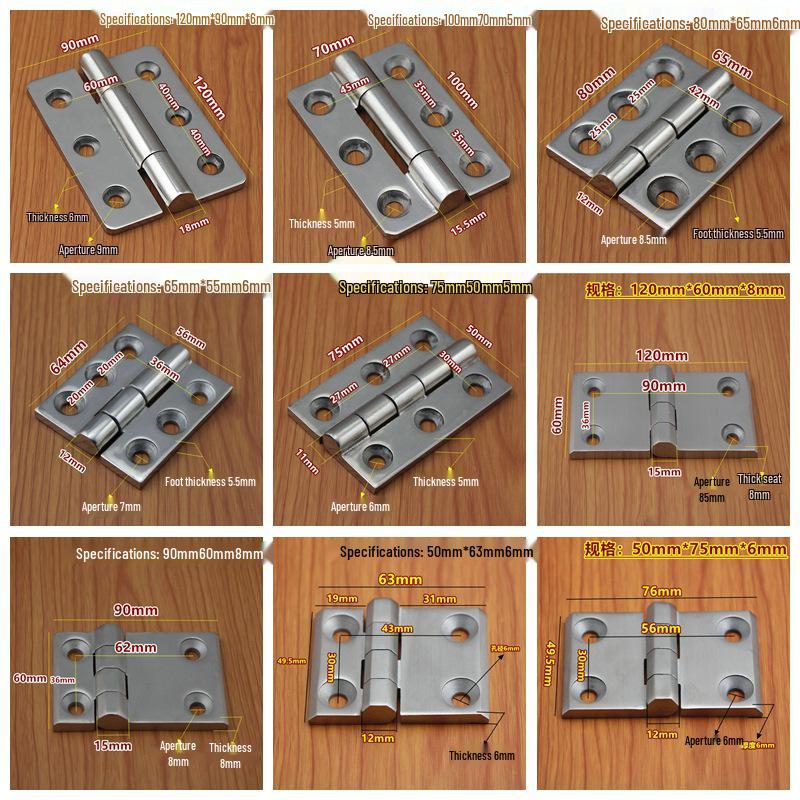 304 Stainless Steel Heavy Duty Industrial Flat Opening Thickened Mechanical Equipment Load-Bearing Hinge