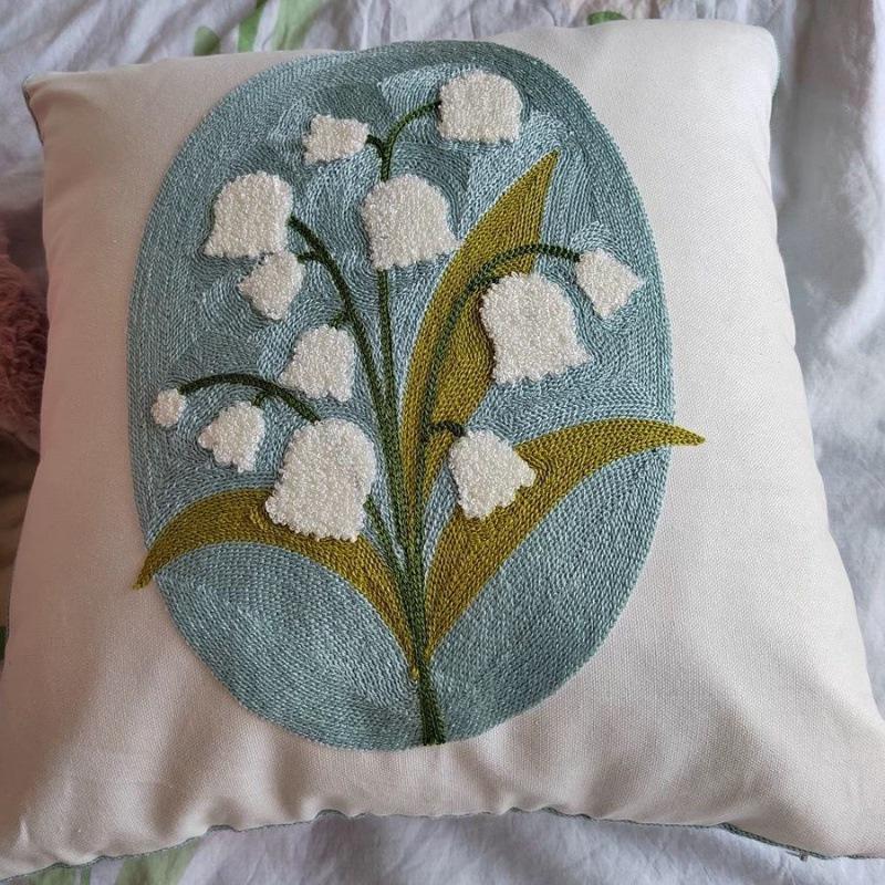 American Embroidered Yellow Floral Sofa & Bedroom Cushion Cover