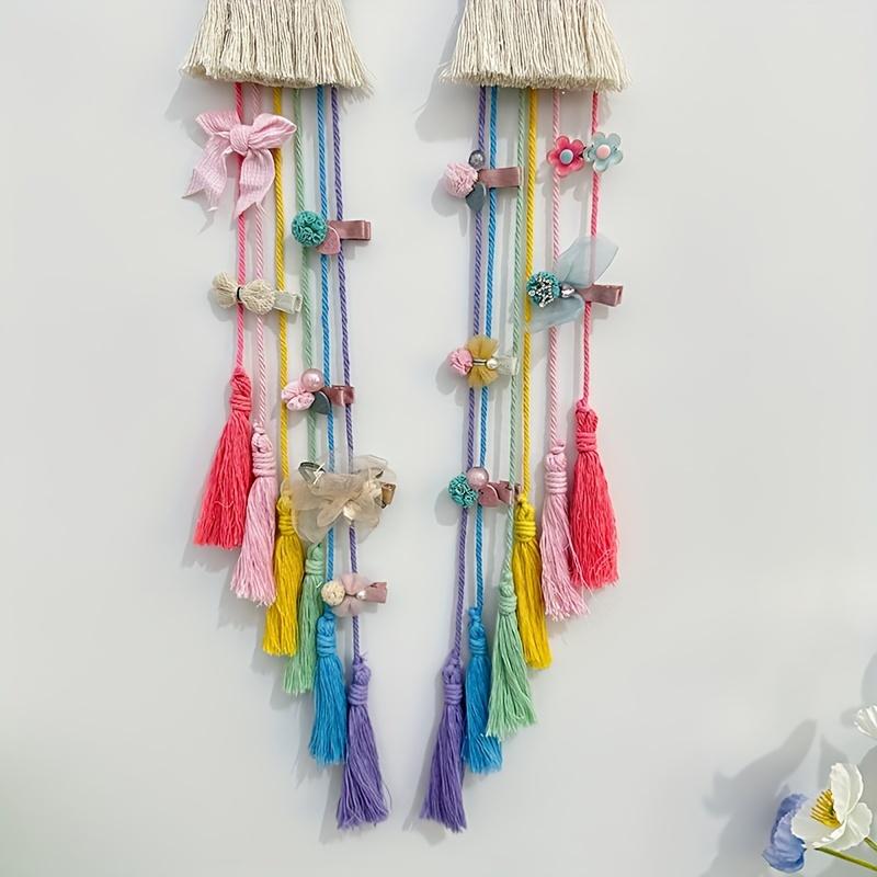 Bohemian Woven rainbow ornaments girl hairpin storage rack wall decoration pendant headdress finishing rack