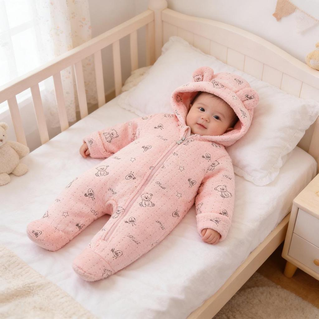 Unisex Baby Flannel Jumpsuit - Warm, Thickened Autumn/Winter Crawling Outfit for Newborns & Toddlers
