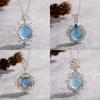 French Design S925 Sterling Silver Natural Aquamarine Color Treasure Necklace Women'S Personality Pendant Fashion Clavicle Chain