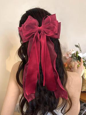 Bogenfeder-Clip Bordeaux-Rot Neujahr Valentinstag Haarspangen Haarnadel Für Frauen Hochzeit Einfache Haarnadel Haarspange Mode Geschenke