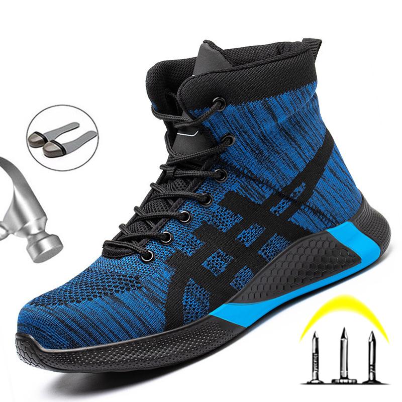 Fashion Steel Toe Work Safety Boots Men Indestructible Boots Punctu-proof Safety Shoes Men Work Sneakers Lightweight Security Work Shoes