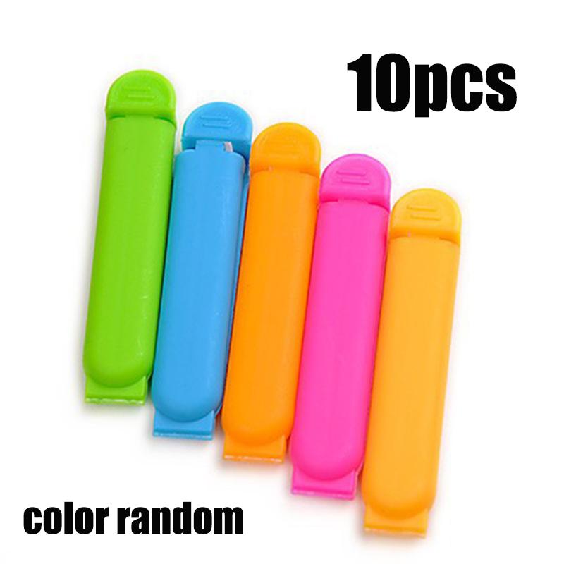 

10PCS Food Snack Seal Sealing Bag Clips Portable Kitchen Keep Food Fresh Storage Random Color Plastic Tool Kitchen Accessories