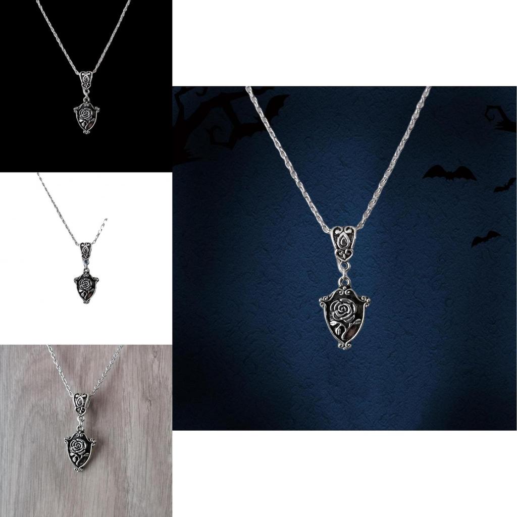 Silver Rose Flower Necklace With Cross Chain For Women Summer 2024 Fashion Jewelry