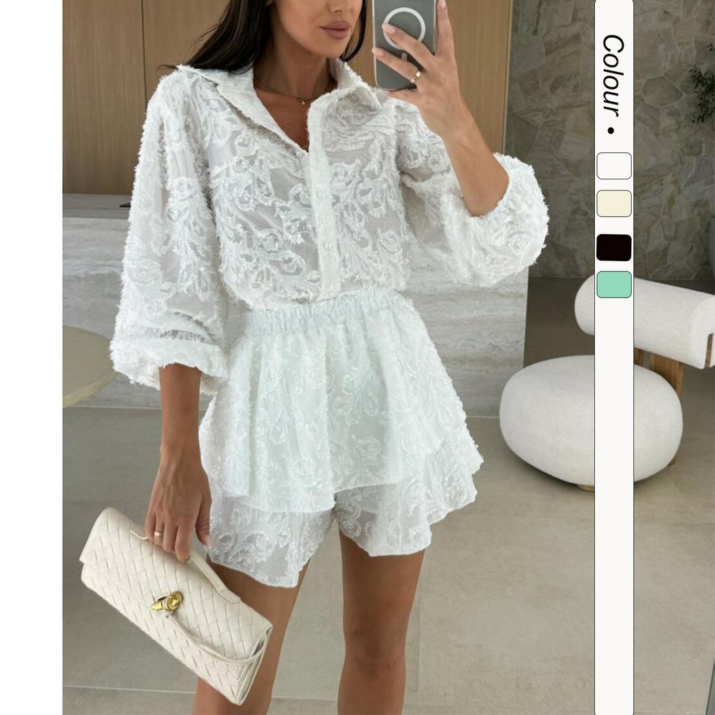 Spot summer models, European and American independent station lace hollowed-out casual long-sleeved suit -