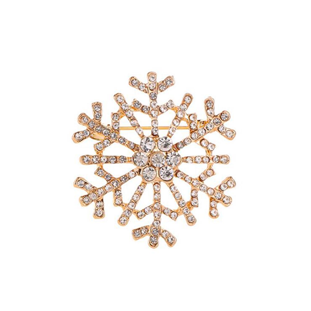Women Brooch Lady Pins Crystal Rhinestones Large Snowflake Brooch Clasp Jewelry Clothing Decoration