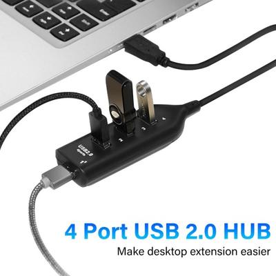 Adattatore splitter di estensione hub USB 2.0 ad alta velocità a 4 porte per PC, computer, laptop