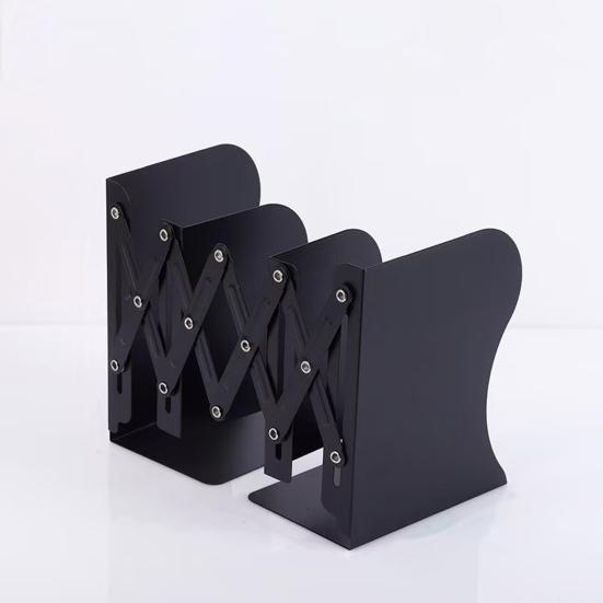 Retractable Bookend Adjustable Desk Book Holder with Non-Slip Base Metal Bracket for Office Home Study