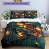 3Pcs Dragon Flames Bedding Set Quilt Cover Pillowcase Home Christmas Xmas Halloween Gift 1 Duvet Cover 2 Pillowcase M92846