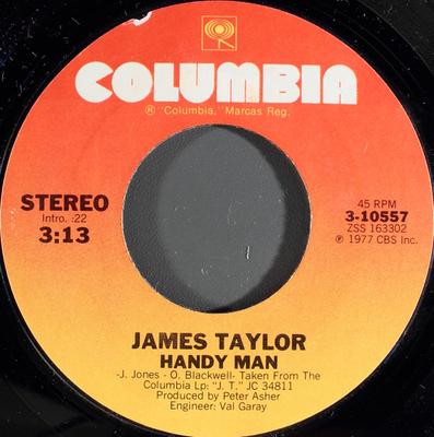 7inch Record JAMES TAYLOR - Handy Man 310557 Columbia 1977 US Rock Used