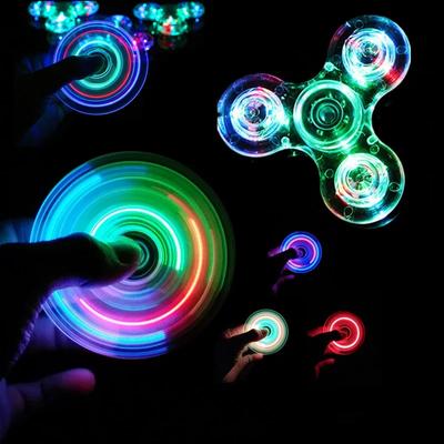 LED Light Fidget Spinner Hand Top Spinners Glow In Dark Light Spiner Finger Stress Relief  Interesting Toys for Children Gift