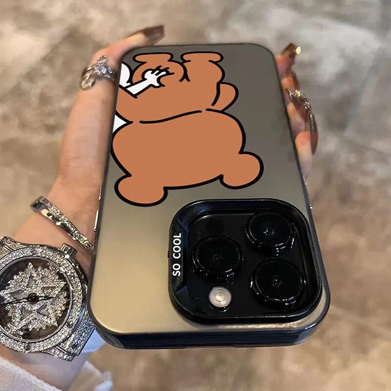 Cute Rabbit Bear Couple Design TPU Basic Phone Case For iPhone 16 15 Pro Max 14 13 12 11 XS X XR 7 8 Plus 16E Matte Hard Cover