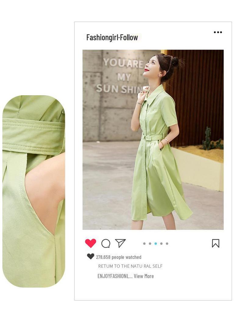 Rochie lungă subțire cu talie drapeată coreeană de vară pentru femei - HF2510