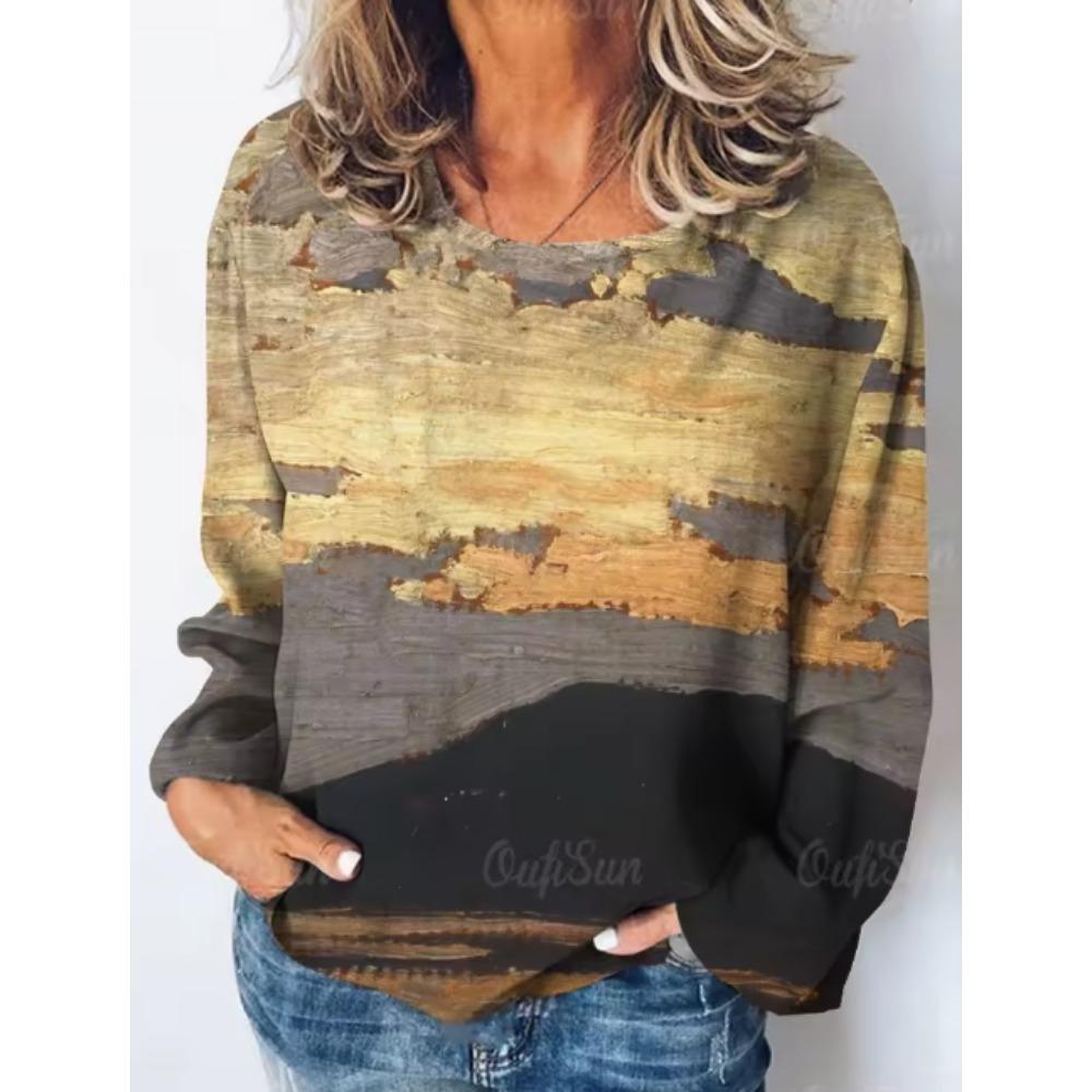 Elegant Vacation, Simple and Fashionable, Blue and White Contrasting Rules, Fine Stripe Pattern, 3D Printed Top, V-neck Long Sleeved Shirt