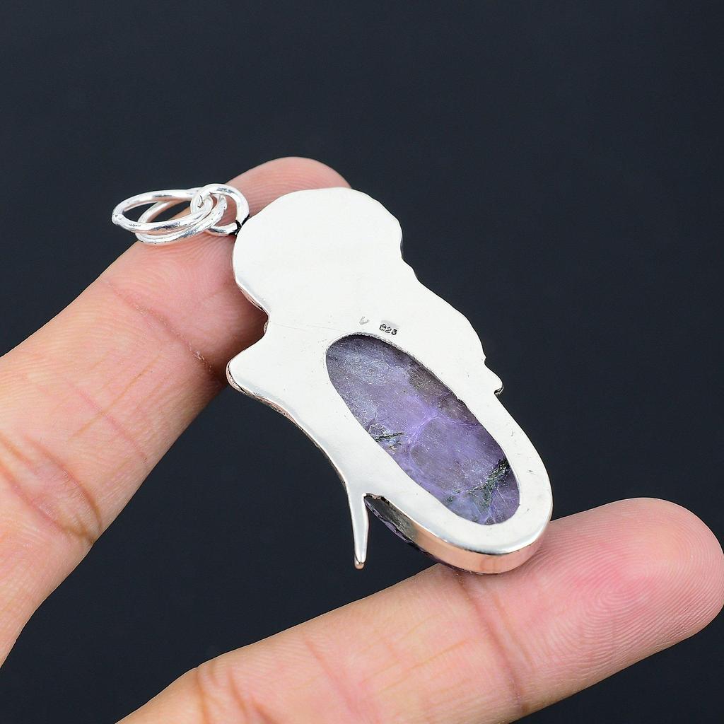 Birthday Gift For Her Natural Charoite Gemstone Pendant 925 Sterling Silver