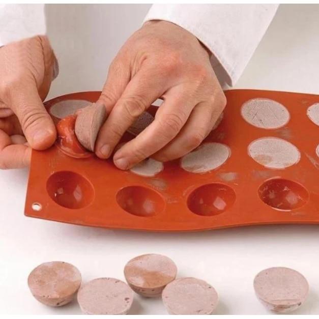 Silicone Mold for Chocolate, Candy, Cake 12 Half Spheres 28x17 cm Non-Stick Baking Mold Food Grade Silicone for Baking Tools TopBazar Brown