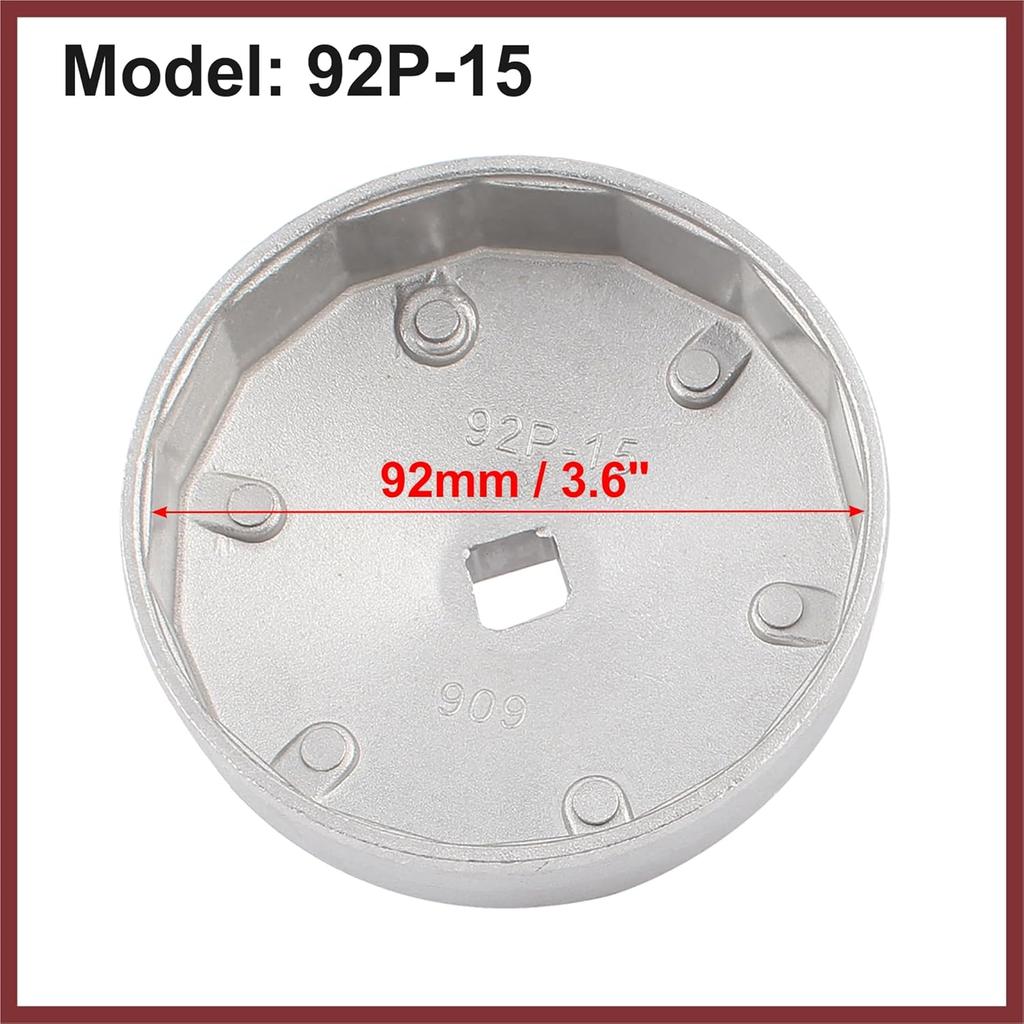 92mm Dia 15 Flutes Oil Filter Socket Cap Wrench Remover for Car Replace Parts