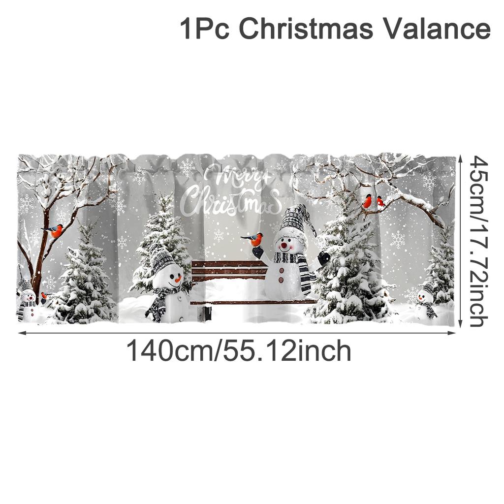 Christmas Short Curtains Valances Christmas Decorations for Home 2026 Xmas Ornaments Windows Treatments for Kitchen Bathroom