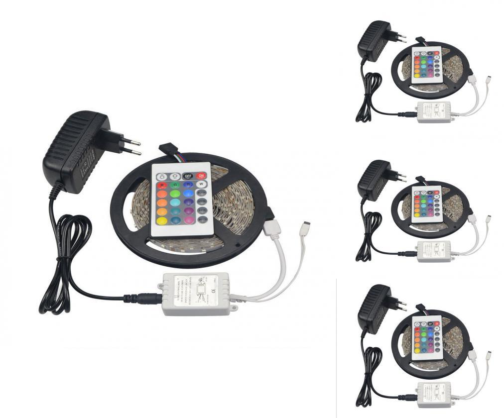 12v 3528rgb Led Tape With Mini Remote Controller Nonwaterproof Bright Lighting For Tv Background Decoration