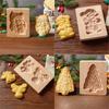 Wooden Cookie Molds for Christmas DIY 3D Engraved Embossed Biscuit Gingerbread Cutter Moulds Xmas Tree Santa Claus Cookie Tools