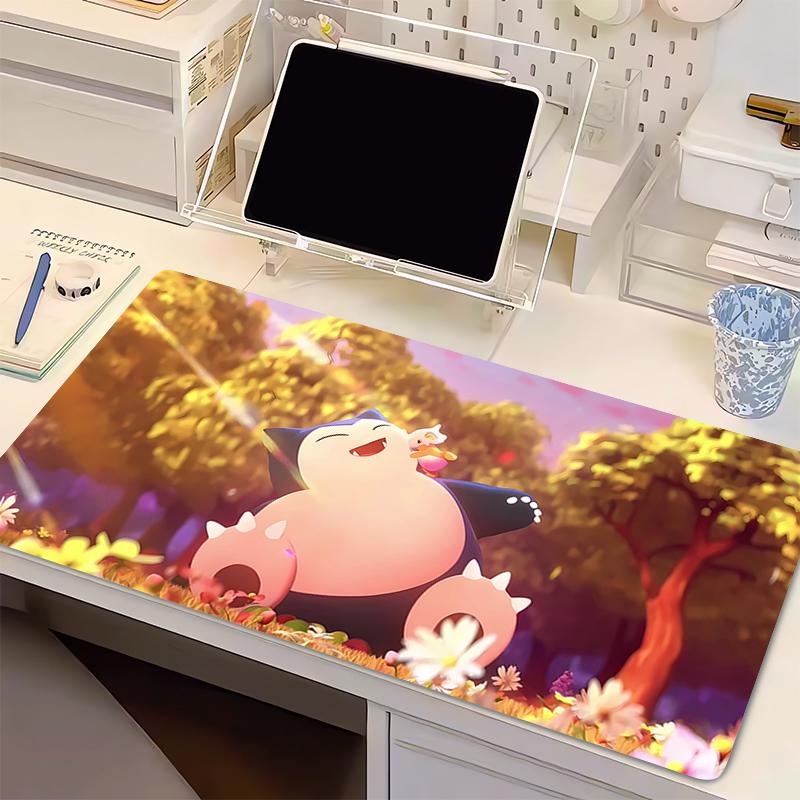 Mouse Pad Large Gamer pc Gaming Accessories Speed Keyboard Rubber Locking Edge Desk Mat Office Laptop P-Pokemon Snorlax Mousepad