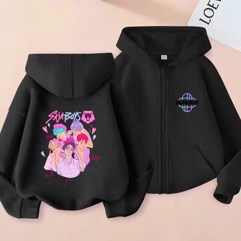 Lovci démonů K-pop Film Mikina na zip Módní Oversized Bunda Zapínací Mikina Streetwear