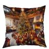 New Christmas Polyester Decorative Pillowcase Printed Sofa Cushion Cover Home Cushion Cover