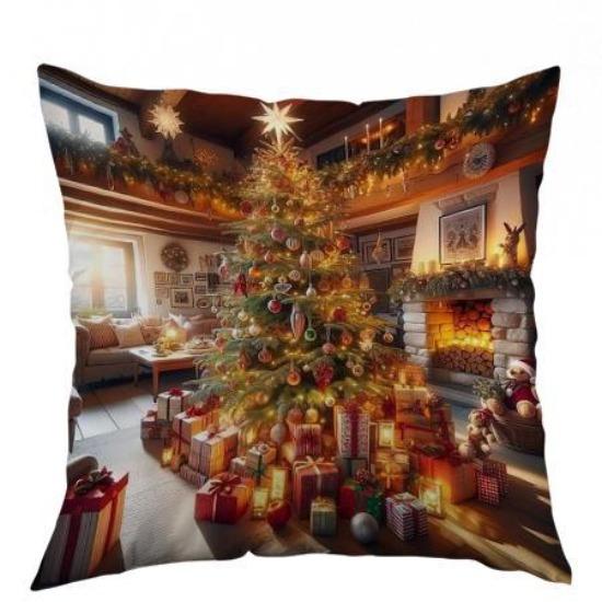 New Christmas Polyester Decorative Pillowcase Printed Sofa Cushion Cover Home Cushion Cover