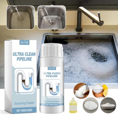 Drain Cleaning Powder 100g - Unclogging, Cleaning, and Deodorizing Toilet, Sewer, Kitchen, and Sink Drains.