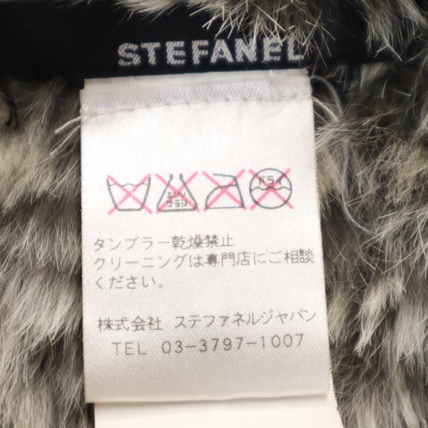 STEFANEL Hooded Rabbit Fur poncho Gray Jacket Women Used
