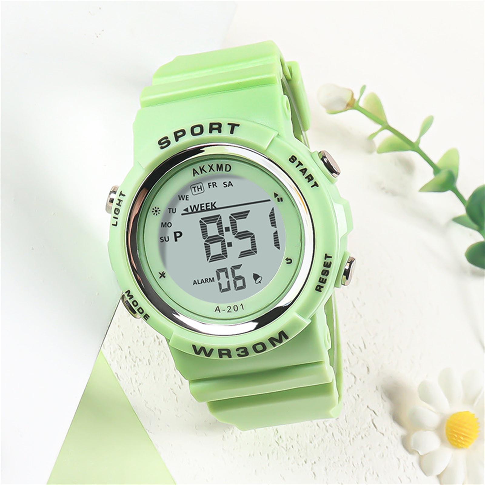 

Мужские цифровые часы, спортивные электронные часы с люминесцентным дисплеем, таймер для бега, будильник, водостойкие фитнес-часы для активного отдыха One Size зелёный