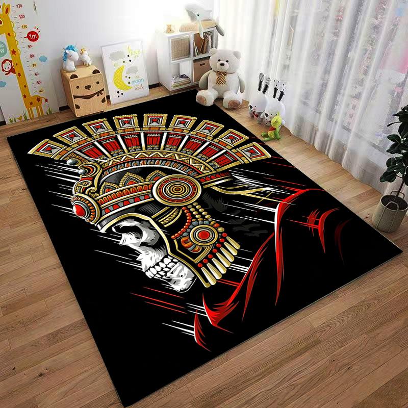 Roman Gladiator Skull with Ornate Helmet Design On Dark Carpet Suitable for Use As an Anti-slip for Living Room Bedroom Sofas