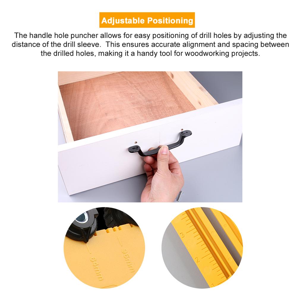 Cabinet Hardware Jig Template Tool Adjustable Dowel Drilling Guide Woodworking Punch Locator for