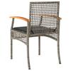 Garden Chairs with Cushions 2 pcs Grey Poly Rattan & Acacia Wood