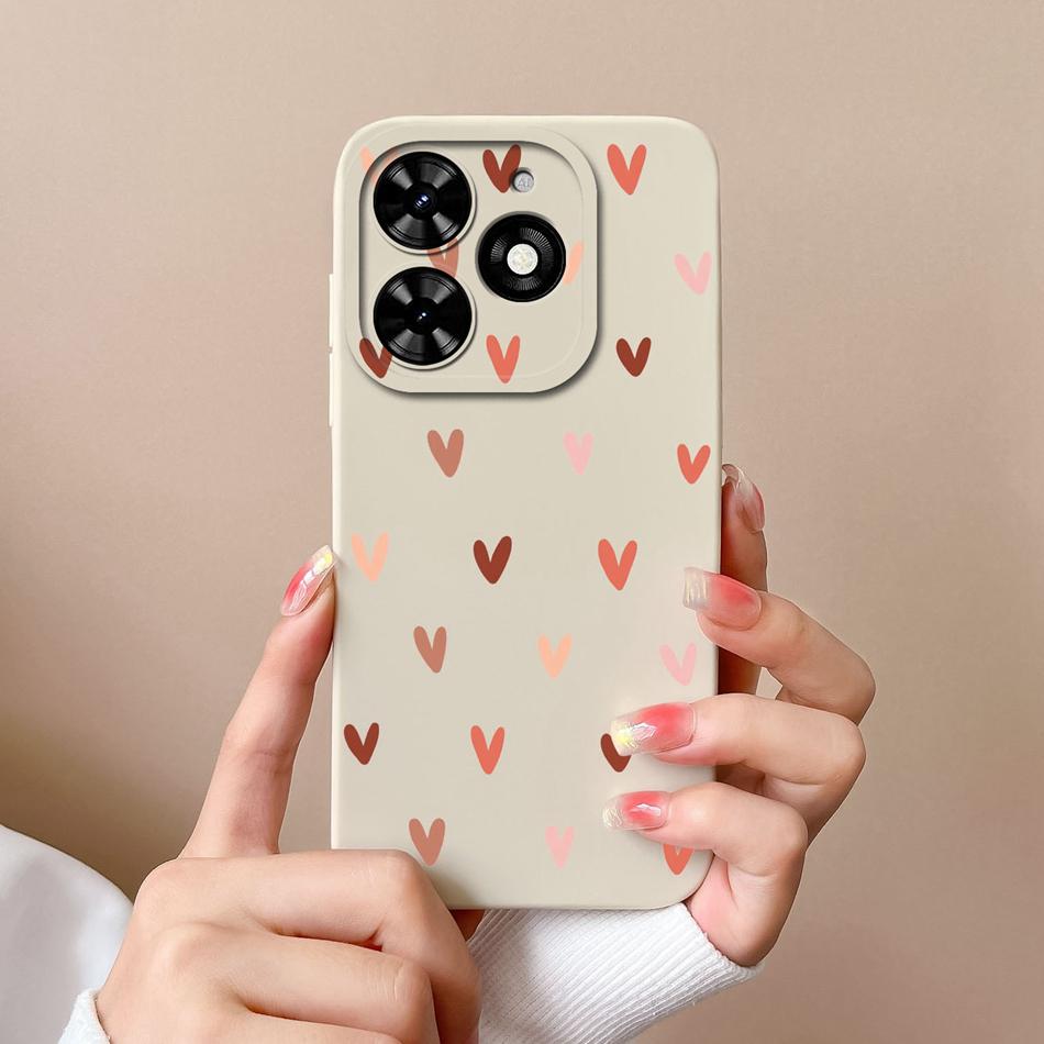 For Tecno Spark Go 2024 Case Simple Heart Soft Liquid Silicone Camera Protection Back Cover For Tecno SparkGo Funda Phone Shell