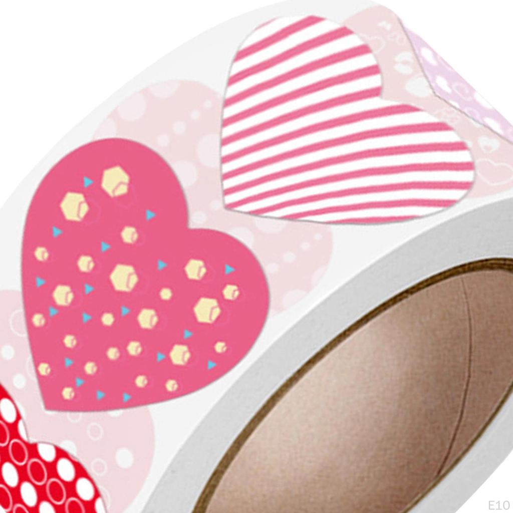 500 Pieces heart Stickers Roll Decoration 8 Patterns labels for Scrapbooking DIY Crafts Theme
