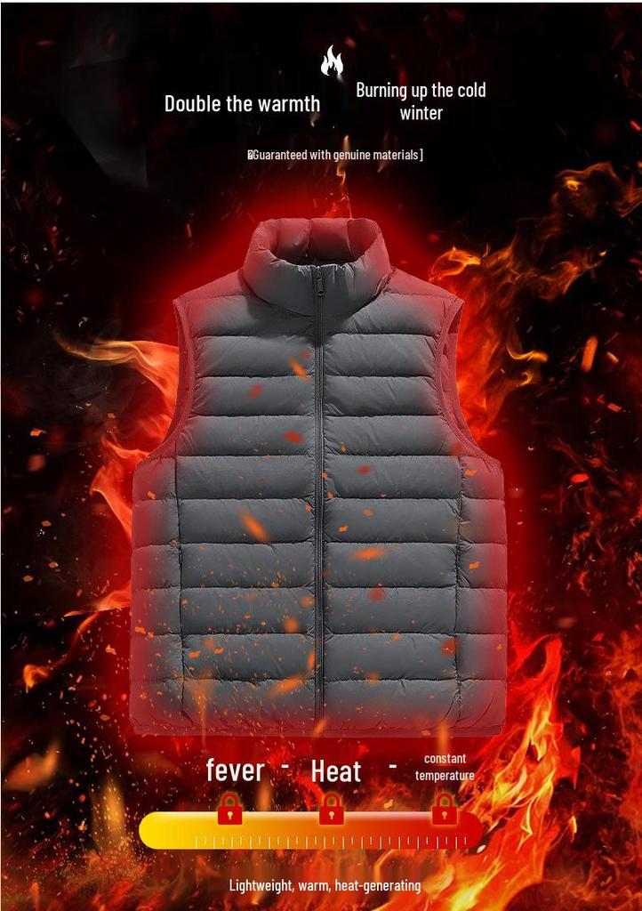 Men's Lightweight Winter Down Vest, 90% Insulated with Stand Collar, Short Fit for Sports, Group Purchase & Custom Printing Available